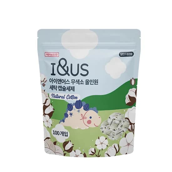 아이앤어스 무색소 올인원 세탁캡슐세제 코튼향 8g 100개입