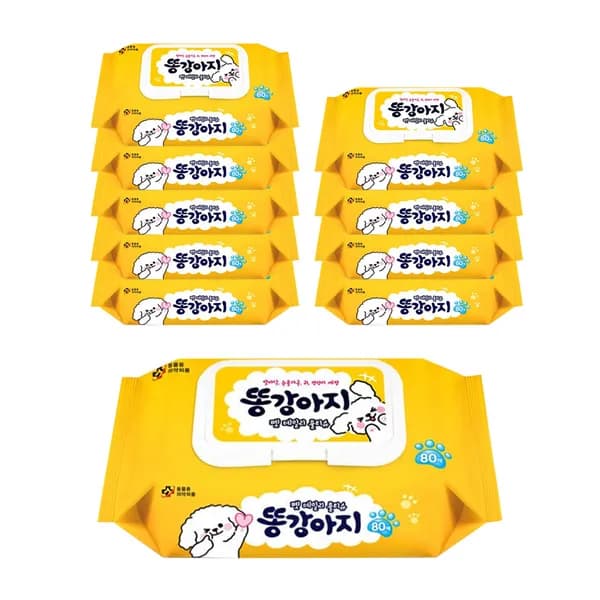 똥강아지 반려동물 전용 물티슈 80매 10팩 19,500원