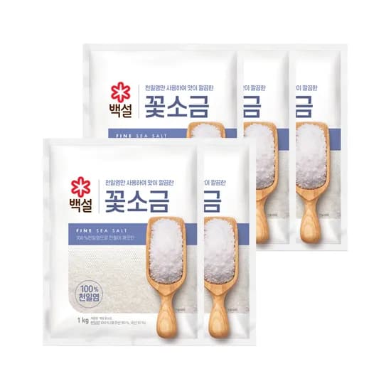 CJ제일제당 백설 꽃소금 1kg 5개