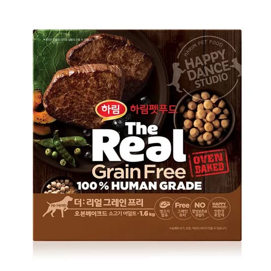 하림펫푸드 더리얼 DOG 그레인프리 오븐베이크드 어덜트, 소고기, 1.6kg, 1개
