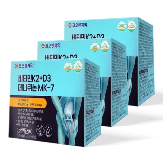 코오롱제약 비타민K2+D3 메나퀴논 MK-7 500mg 90정 3개