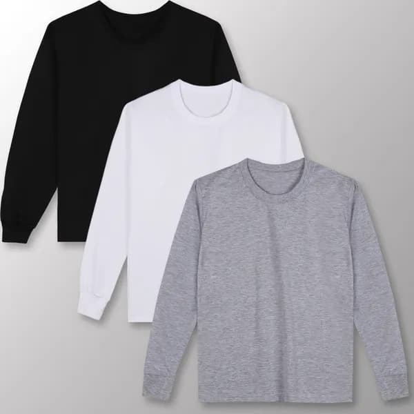 남녀공용 30수 긴팔 면티 그레이2매+블랙1매 L 3매입 1세트 19,500원