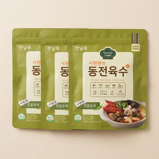 한닢쿡 동전육수 시원한맛 80g 3봉