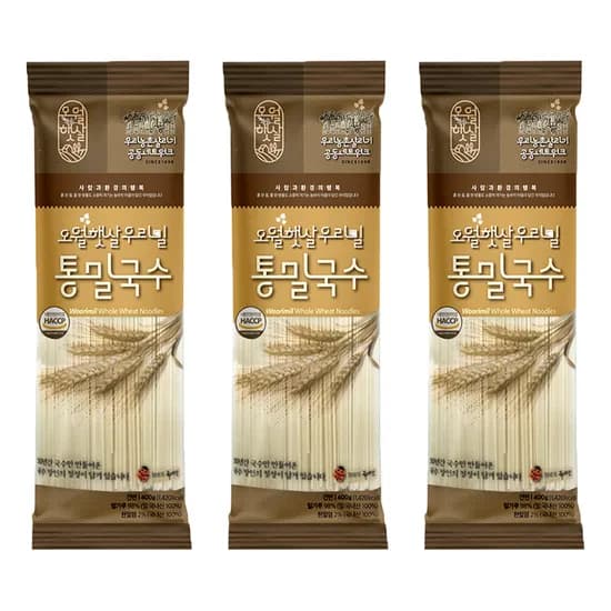오월햇살 우리밀 통밀국수 400g 3개