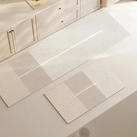 소프트 규조토 발매트 욕실매트+주방매트, 베이지라인, M+L, 1세트
