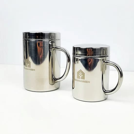 영그린 304 스텐 뚜껑 물컵 실버 200ml 1개