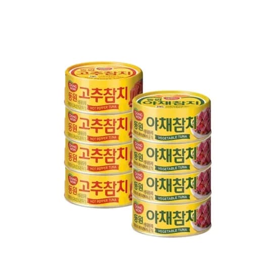 동원, 고추참치, 150g, 4캔 + 야채참치, 150g, 4캔