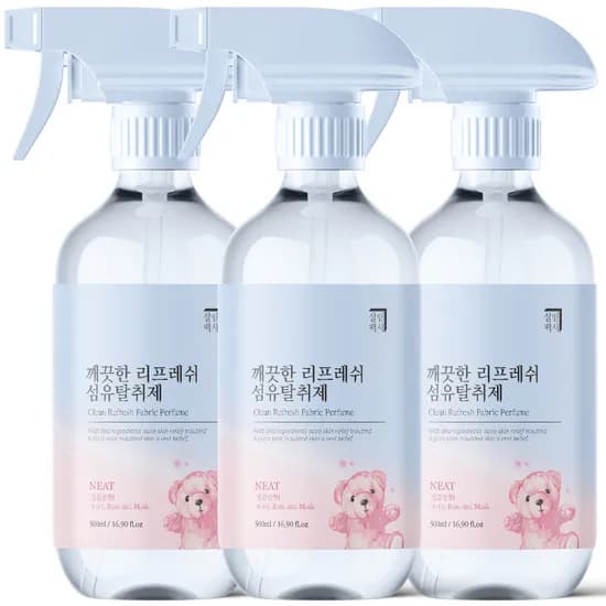 살림백서 깨끗한 리프레쉬 섬유탈취제 깔끔한향 500ml 3개
