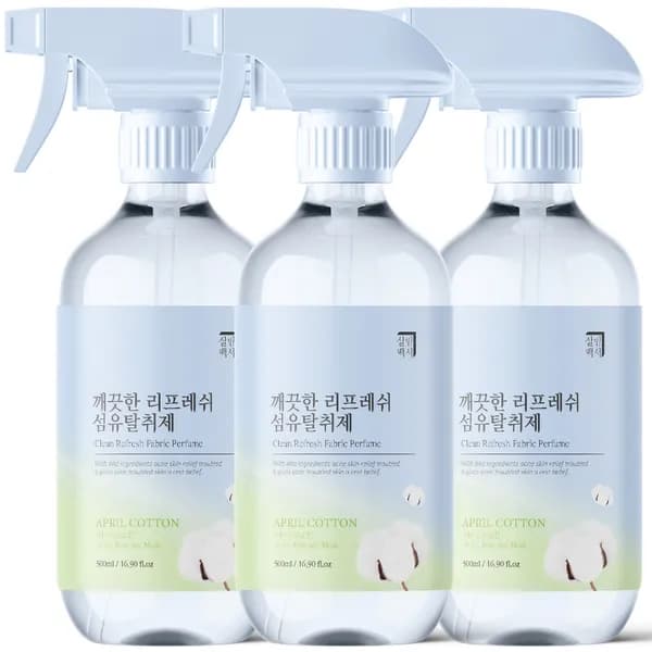 살림백서 깨끗한 리프레쉬 섬유탈취제 에이프릴코튼 500ml 3개