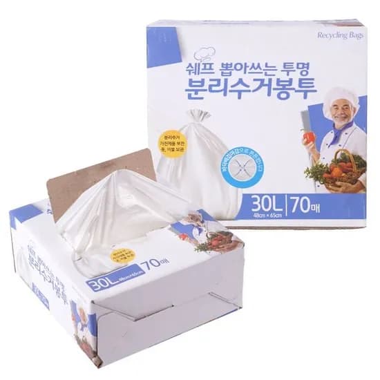 쉐프 뽑아쓰는 투명분리수거봉투, 30L, 70매, 1개