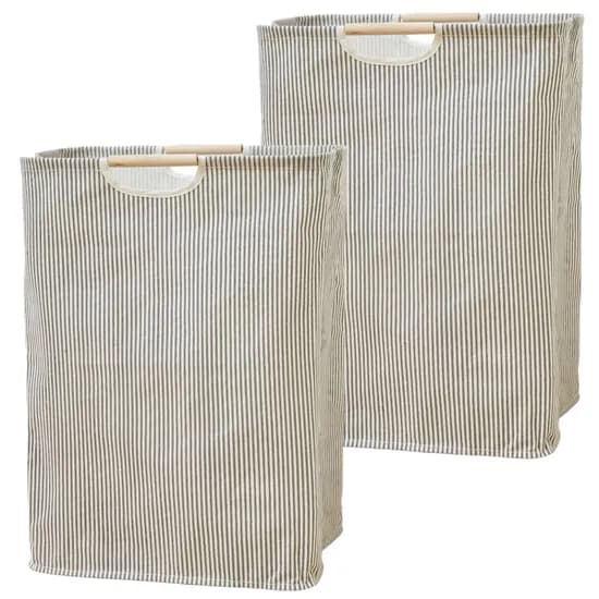 리빙올리 패브릭 폴딩 바구니 스트라이프 그레이 60L 1개