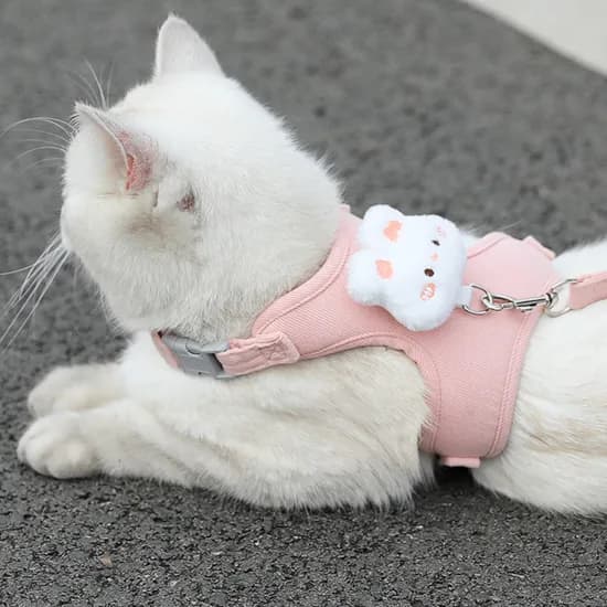 마프랜라떼 강아지 고양이 하네스 가슴줄, 핑크, M, 1개