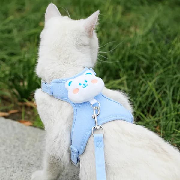 마프랜라떼 강아지 고양이 하네스 가슴줄 블루 S 1개