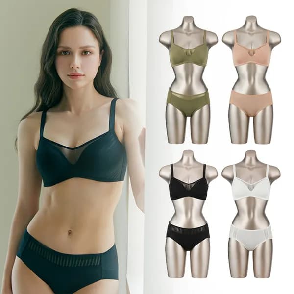 비비안 마이핏 노와이어 메쉬 티셔츠핏 보정 브라팬티 세트 혼합 브라75B 팬티90 1세트