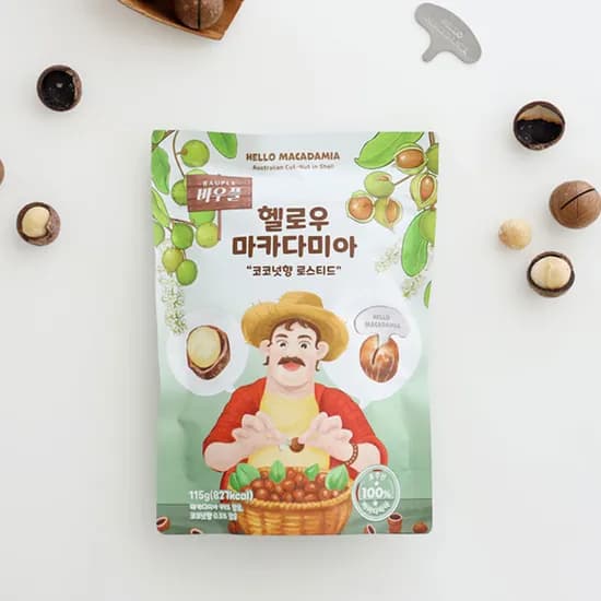 헬로우 마카다미아 호주 통마카다미아, 드라이 로스티드, 115g, 1개