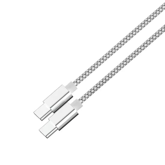 WJT 메탈 고속 충전 케이블, CtoC, 100W, 실버, 0.5m, 1개