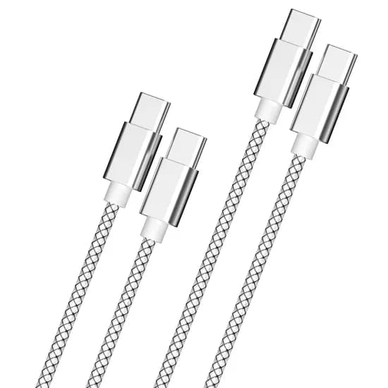 WJT 메탈 고속 충전 케이블, CtoC, 65W, 실버, 0.5m, 2개