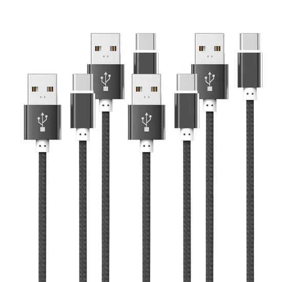 WJT 메탈 고속 충전 케이블, USB-C, 블랙, 1.5m, 4개