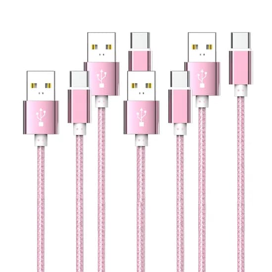 WJT 메탈 고속 충전 케이블, USB-C, 핑크, 1.5m, 4개