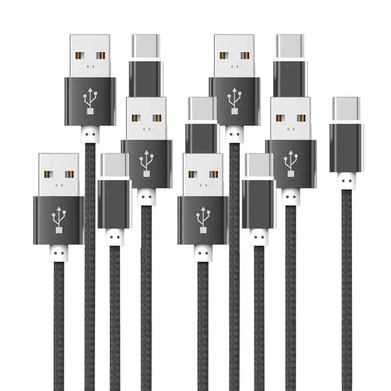 WJT 메탈 고속 충전 케이블, USB-C, 블랙, 1.5m, 6개