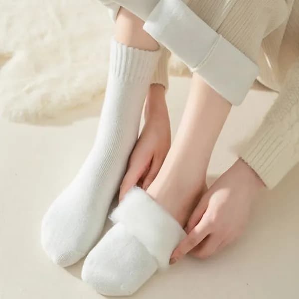 여자 보온 테리 중목 양말 퍼플 FREE 3켤레