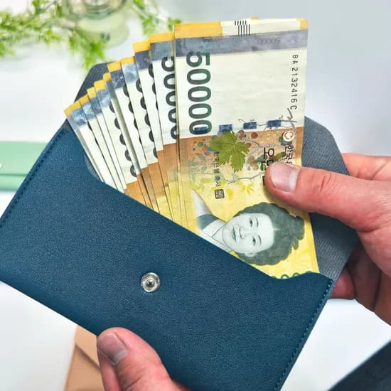 생활체크인 가죽 용돈 봉투, 다크그린, 1개 + 메세지 카드, 1개