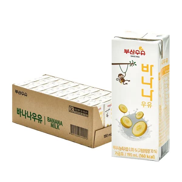 부산우유 바나나우유 멸균우유 190ml 24개 17,900원