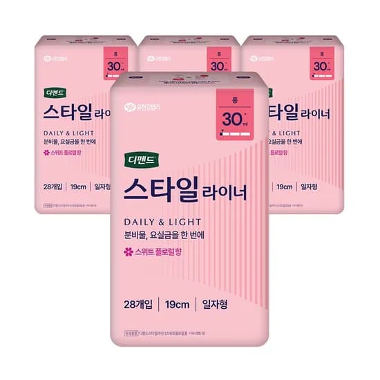 디펜드 스타일 라이너 롱 스위트플로럴 28매 4팩