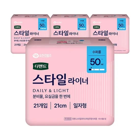 디펜드 스타일 라이너 수퍼롱 무향 21매 4팩