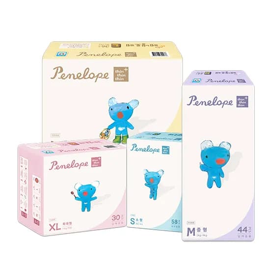 페넬로페 씬씬씬 플러스 초슬림 밴드 기저귀, 대형, 4팩