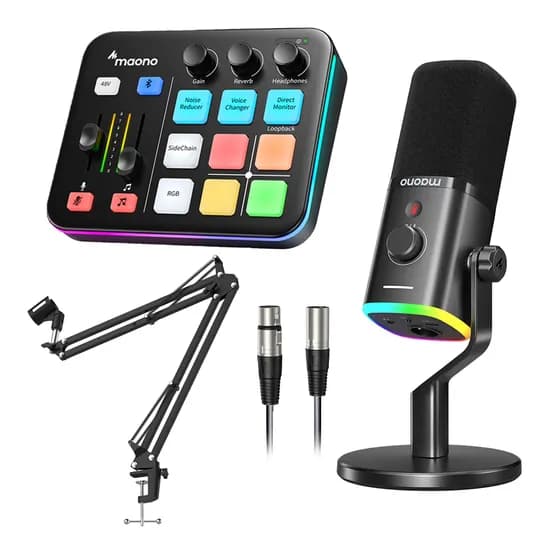 마오노 G1 NEO + PD100X 게이밍 방송용 스트리밍 오디오 인터페이스 믹서, 블랙, 1개