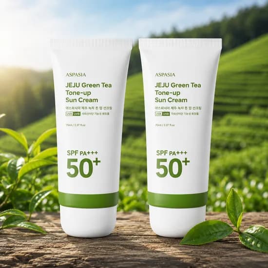 아스파시아 제주 녹차 톤업 선크림, 70ml, 2개