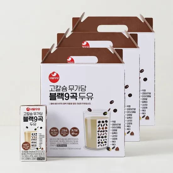 서울우유 고칼슘 무가당 블랙9곡 두유 190ml 48개