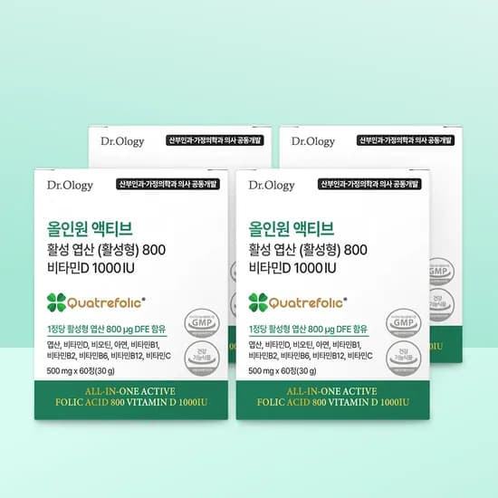 닥터올로지 올인원 활성 엽산 800 비타민D 60정 4개
