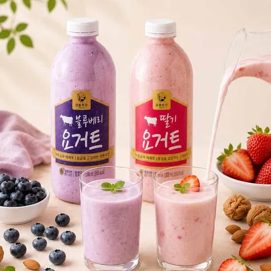 강훈목장 수제 요거트, 블루베리, 1L, 1개 + 딸기, 1L, 1개