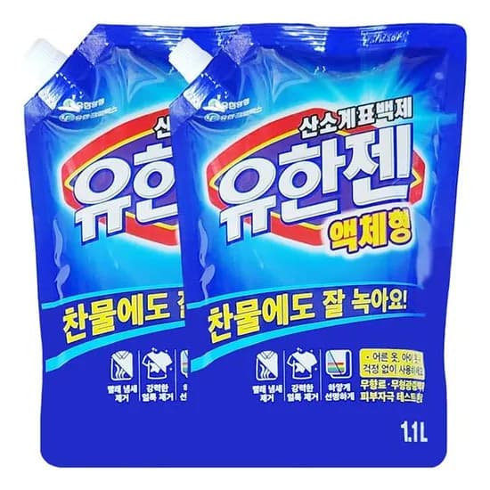 유한젠 액체형 산소표백제 리필 1.1L 2개