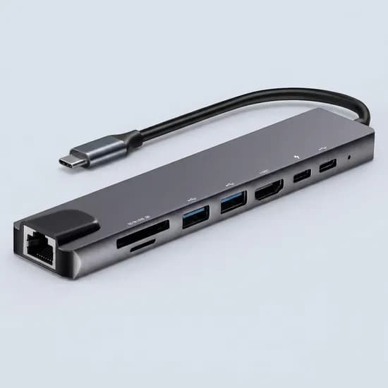 BYONE 8in1 C타입 멀티허브 TCH-L60 USB 3.1 PD 충전 랜선 4K HDMI 덱스용 메탈그레이 1개