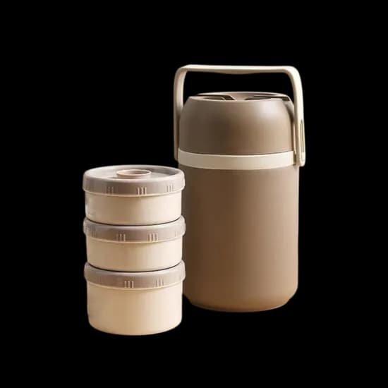보온도시락 세트, 브라운, 2.3L, 1개