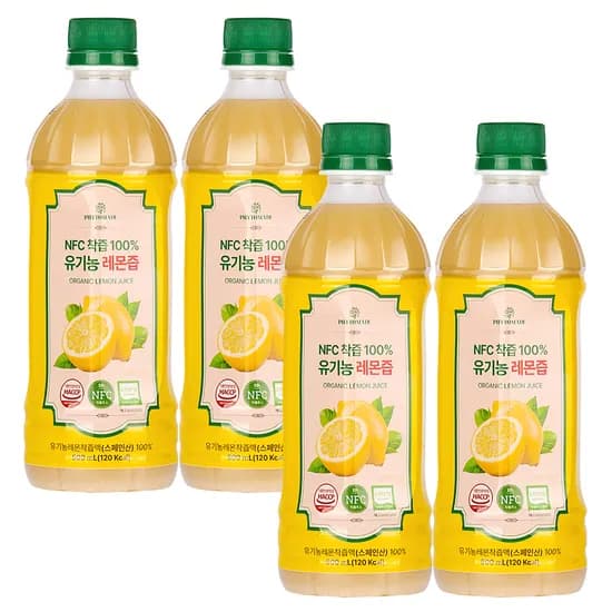 파이토메이드 NFC착즙 100프로 유기농 레몬즙 500ml 4개