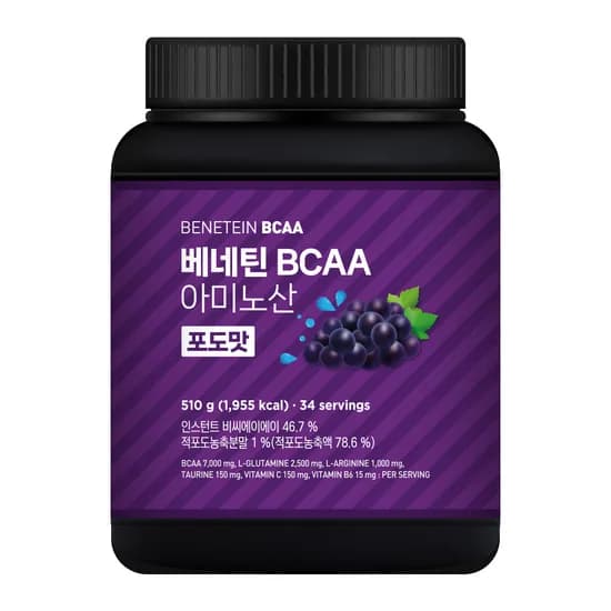 베네틴 BCAA 필수 아미노산 보충제 포도맛 510g 1개