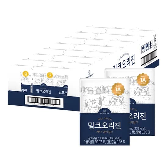 밀크오리진 1957 데이밀크 강화우유, 180ml, 24개