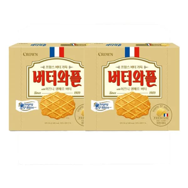 크라운 버터와플 with 이즈니 생메르 버터 316g 2개