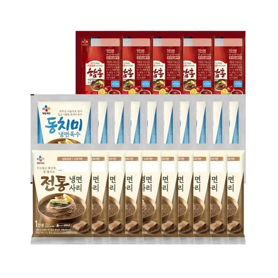 CJ제일제당 동치미 냉면육수, 300g, 10개 + 냉면사리, 150g, 10개 + 함흥비빔소스, 85g, 5개
