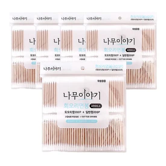 KR리빙 고급순면 멸균 면봉 회오리형 200개 외 일반형 200개 400개입 5개