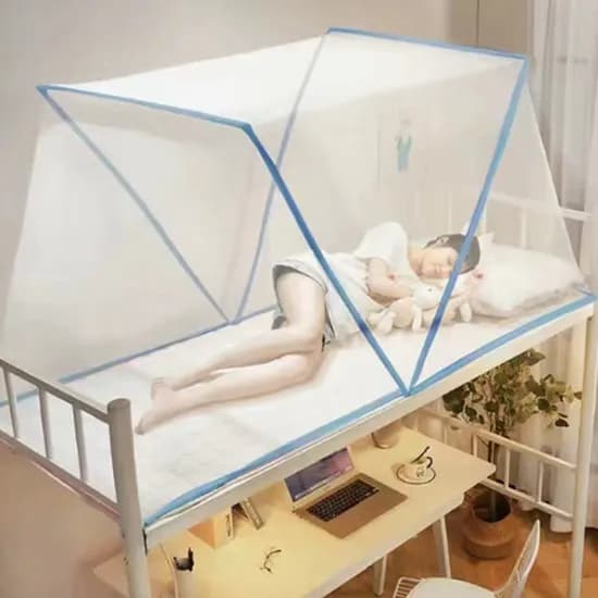 원터치 모기장 자석 미세방충망 아기 1인용 텐트 침대 사각, 블루, 1인용(190x100x80)