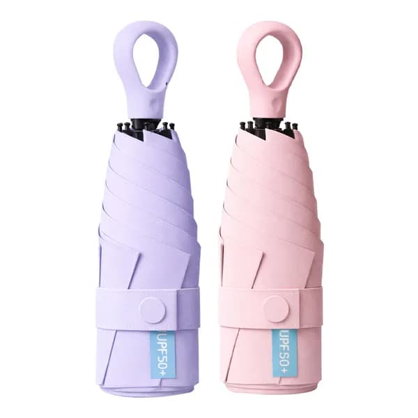 미니 경량 UV차단 5단 접이식 고리 양산 핑크 1개 + 연보라 1개 (2개)