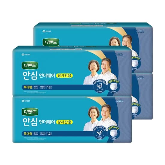 디펜드 안심 언더웨어 성인기저귀 장시간 특대형 14매 4팩