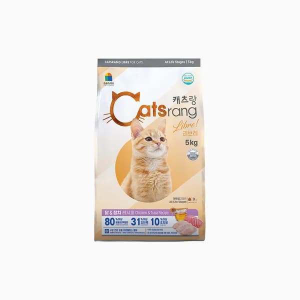 캐츠랑 리브레 고양이 사료 전연령 길냥이 닭+참치 5kg 15,260원