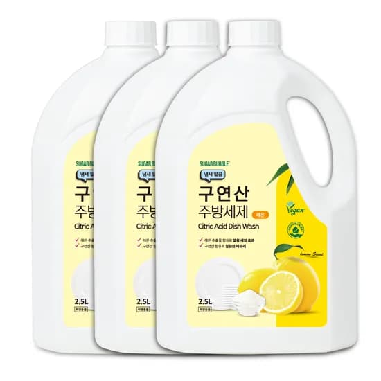 슈가버블 냄새 말끔 구연산 주방세제 레몬 2.5L 3개