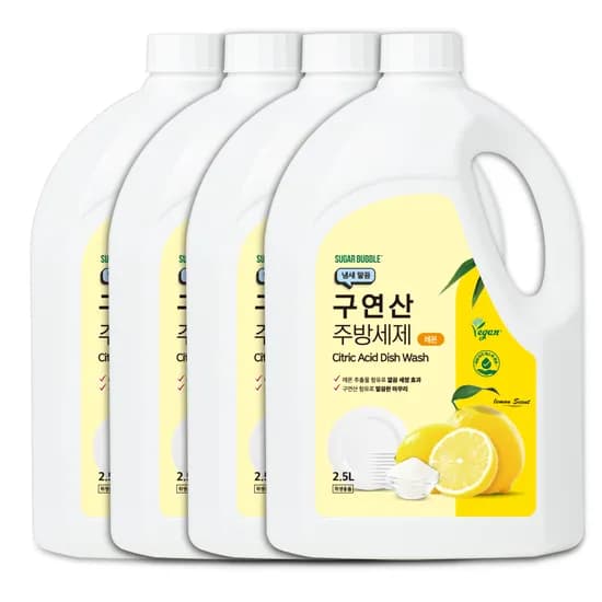 슈가버블 냄새 말끔 구연산 주방세제 레몬 2.5L 4개